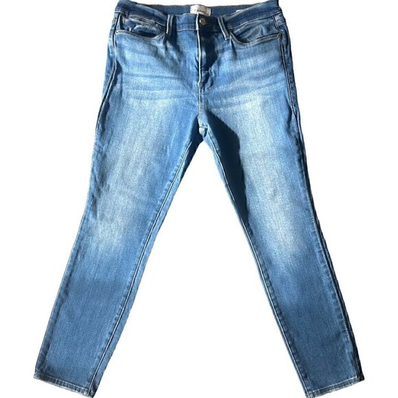 Frame Le High Skinny Piping Leather Trim High Rise Jeans - Size 31 - Picture 6 of 14